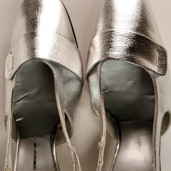 60s Mod Metallic Silver Space Heels with Rounded Toe - Picture 12 of 13